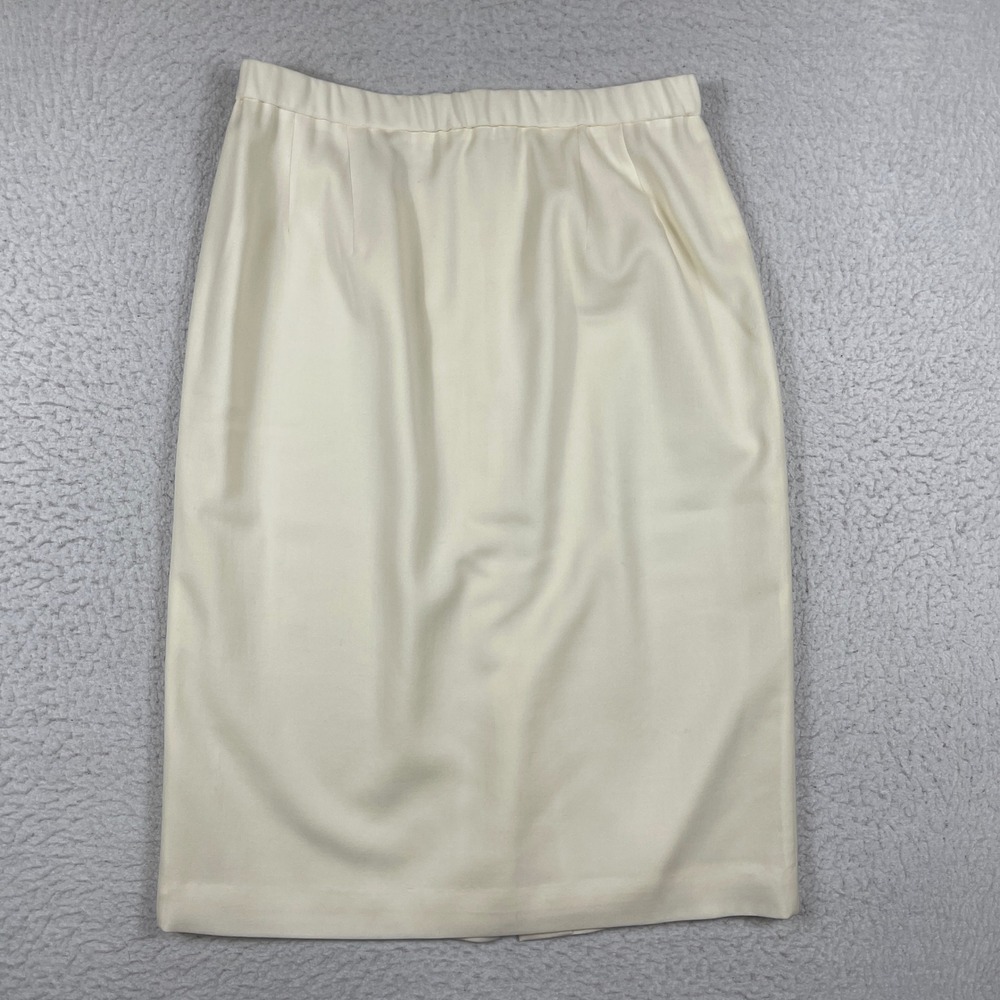 Career Essentials Pencil‎ Skirt Womens 16 Ivory Wool Lined Professional Office